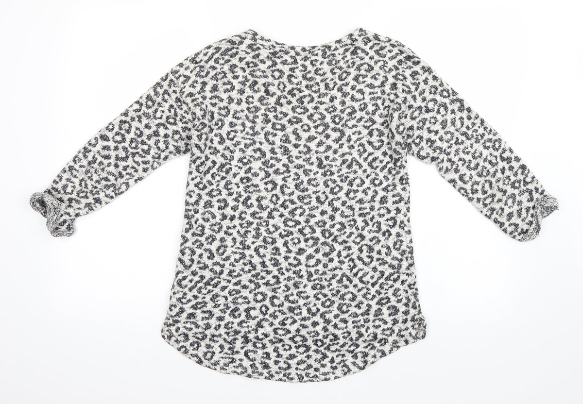Next Womens Grey Animal Print  Pullover Jumper Size 6