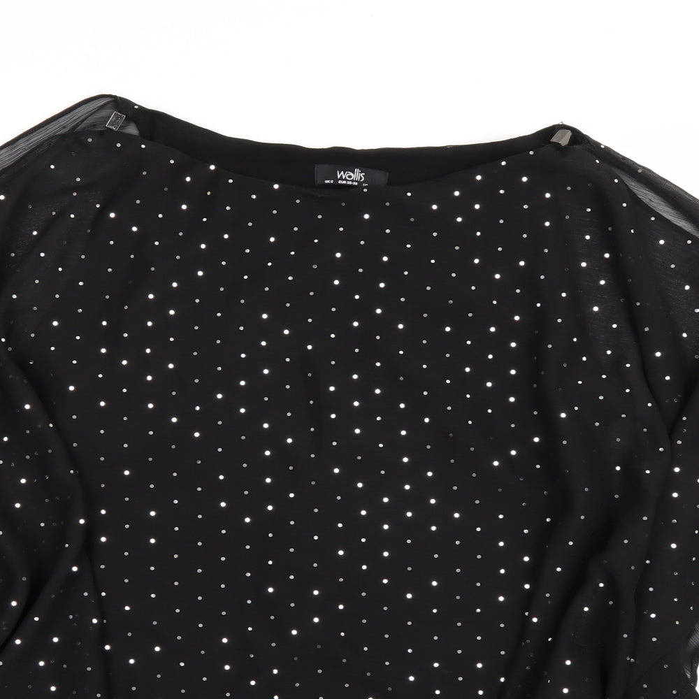 Womens UK Size S Wallis Black Basic Blouse