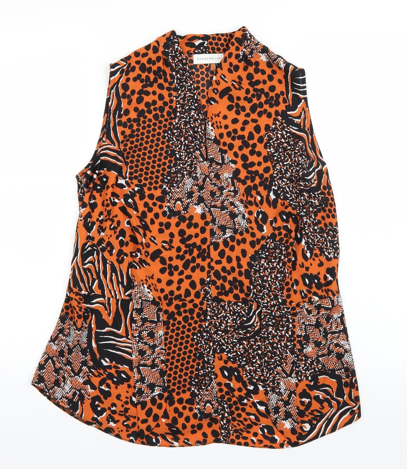 Paraphrase Womens Orange Animal Print  Basic Blouse Size 10