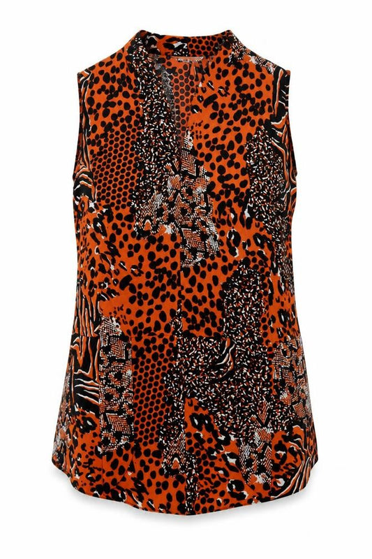 Womens UK Size 10 Paraphrase Orange Basic Blouse