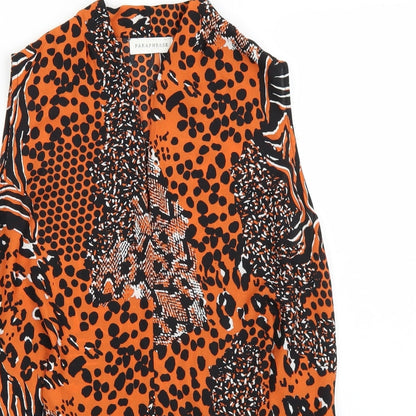 Paraphrase Womens Orange Animal Print  Basic Blouse Size 10