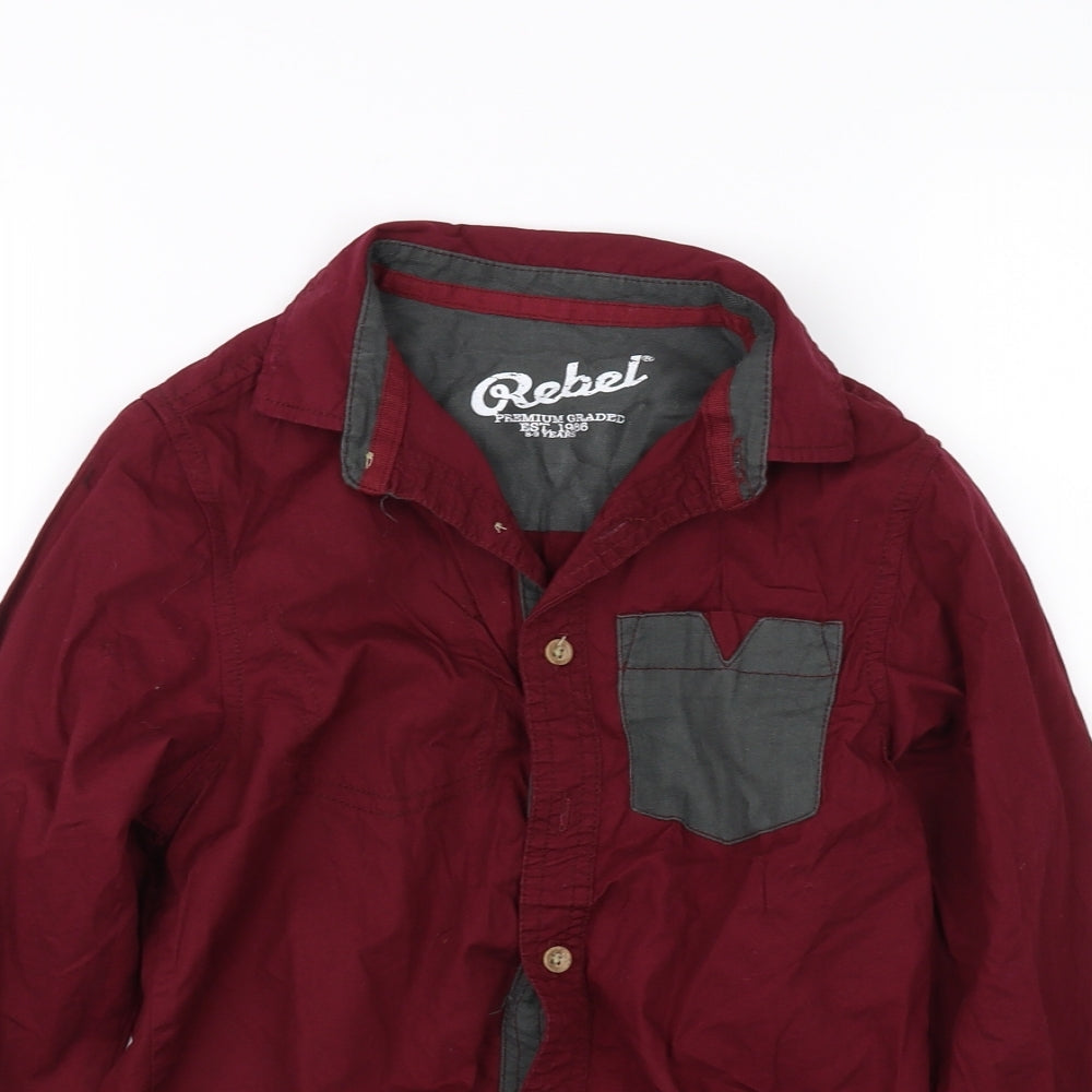 Rebel Boys Red   Basic Button-Up Size 8-9 Years