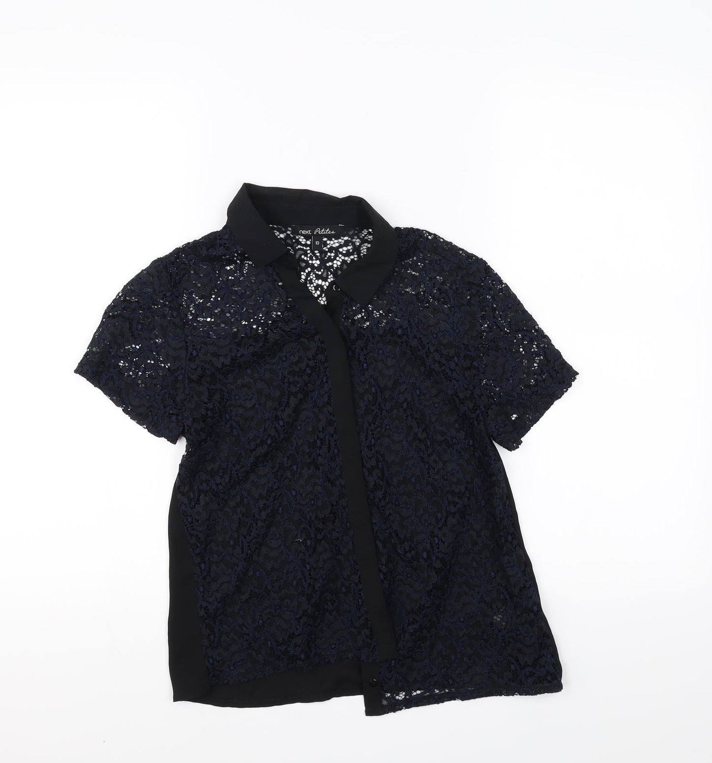 Womens UK Size 10 NEXT Black Basic Button-Up