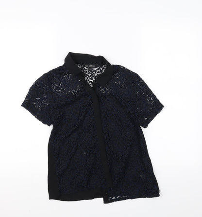 Womens UK Size 10 NEXT Black Basic Button-Up