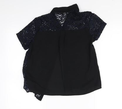 Womens UK Size 10 NEXT Black Basic Button-Up