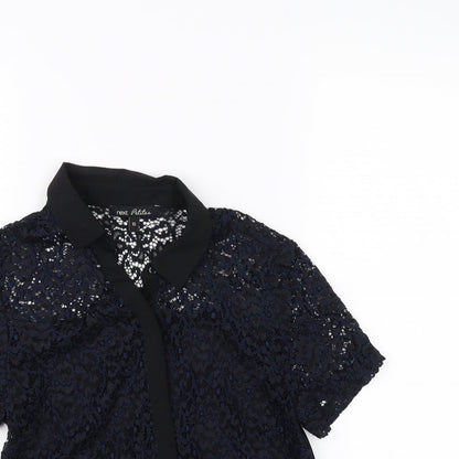 Womens UK Size 10 NEXT Black Basic Button-Up
