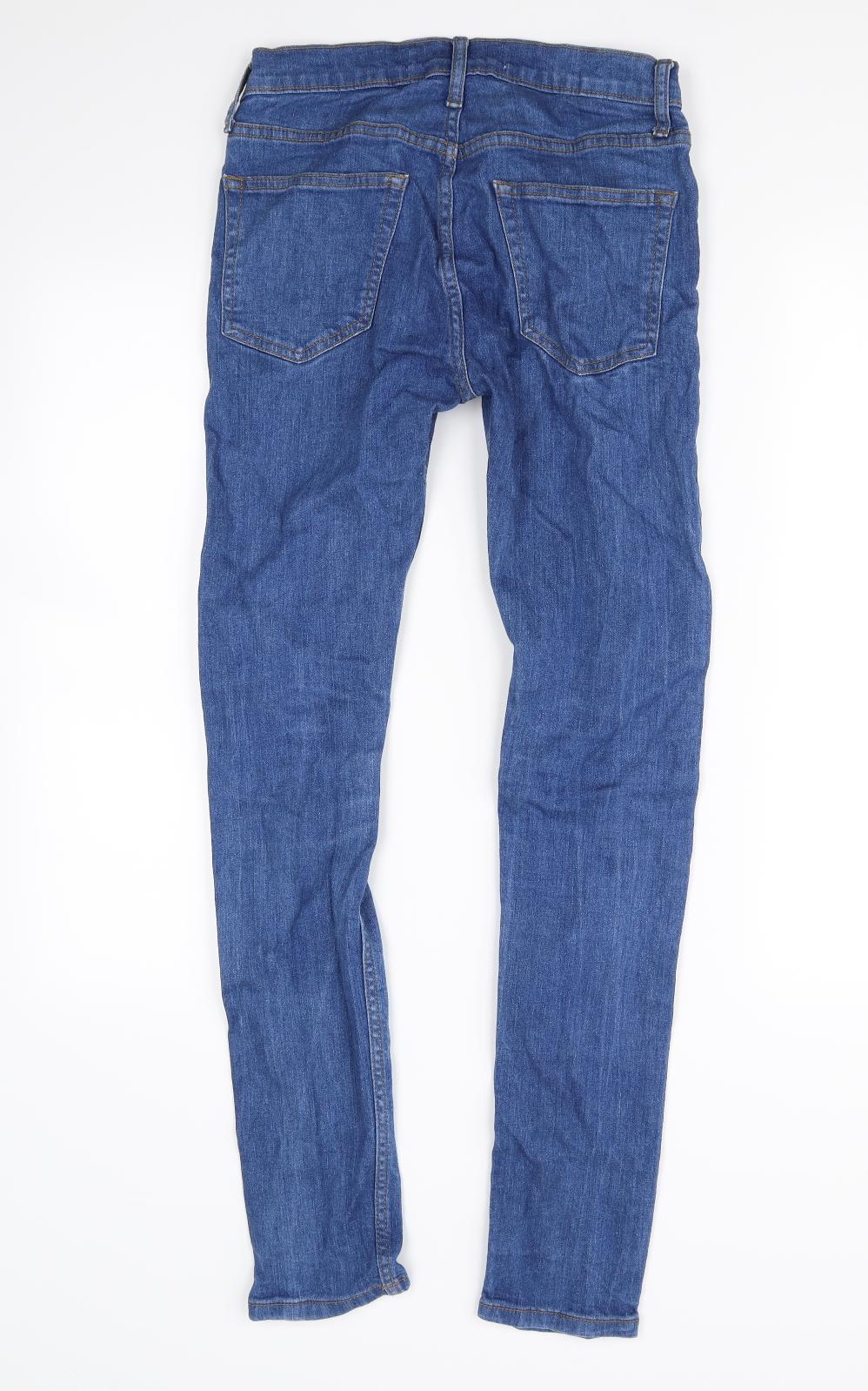 Mens UK Size 28 in Topman Regular Fit Straight Blue Jeans