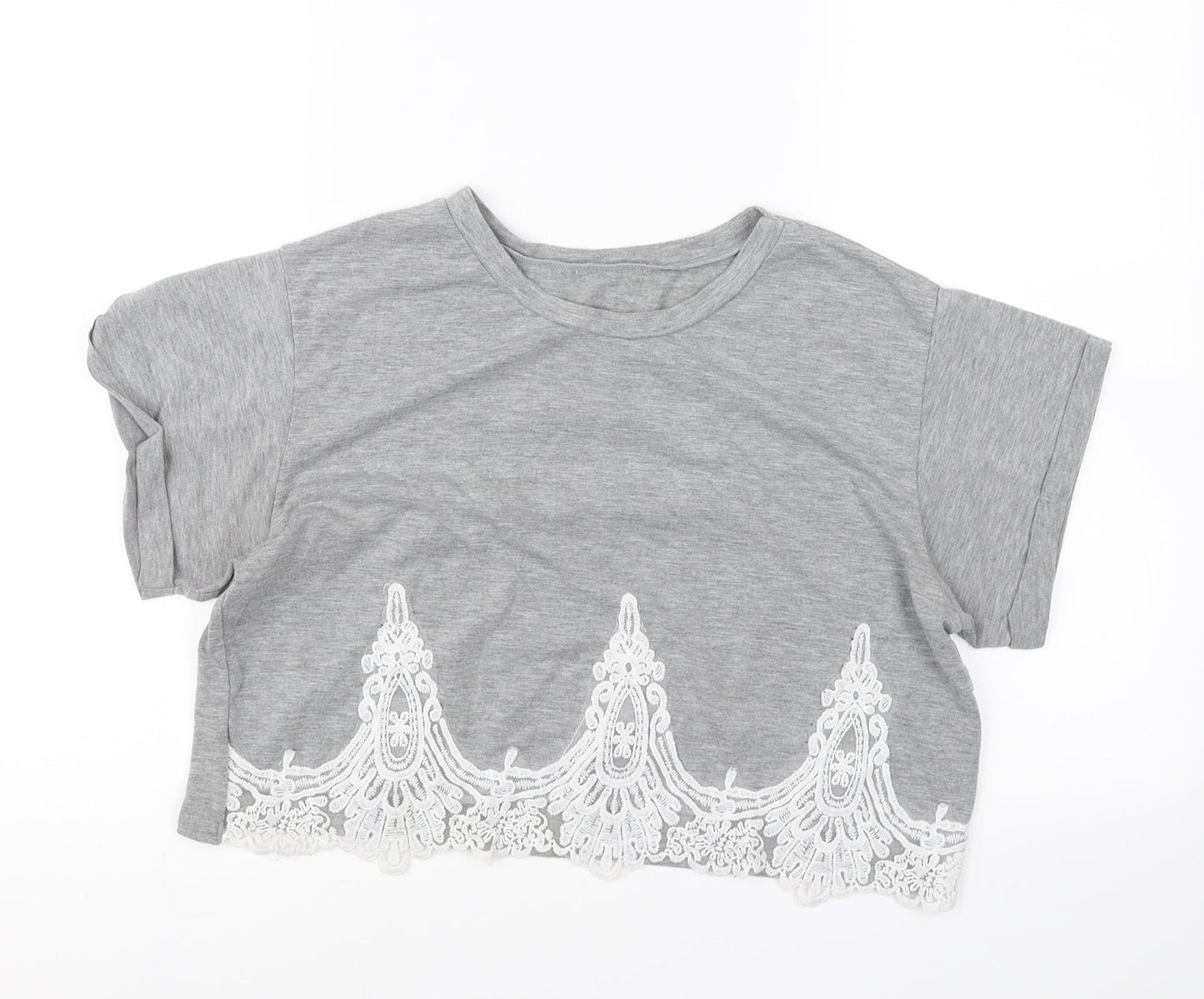Womens UK Size 12 Preworn Grey Cropped T-Shirt