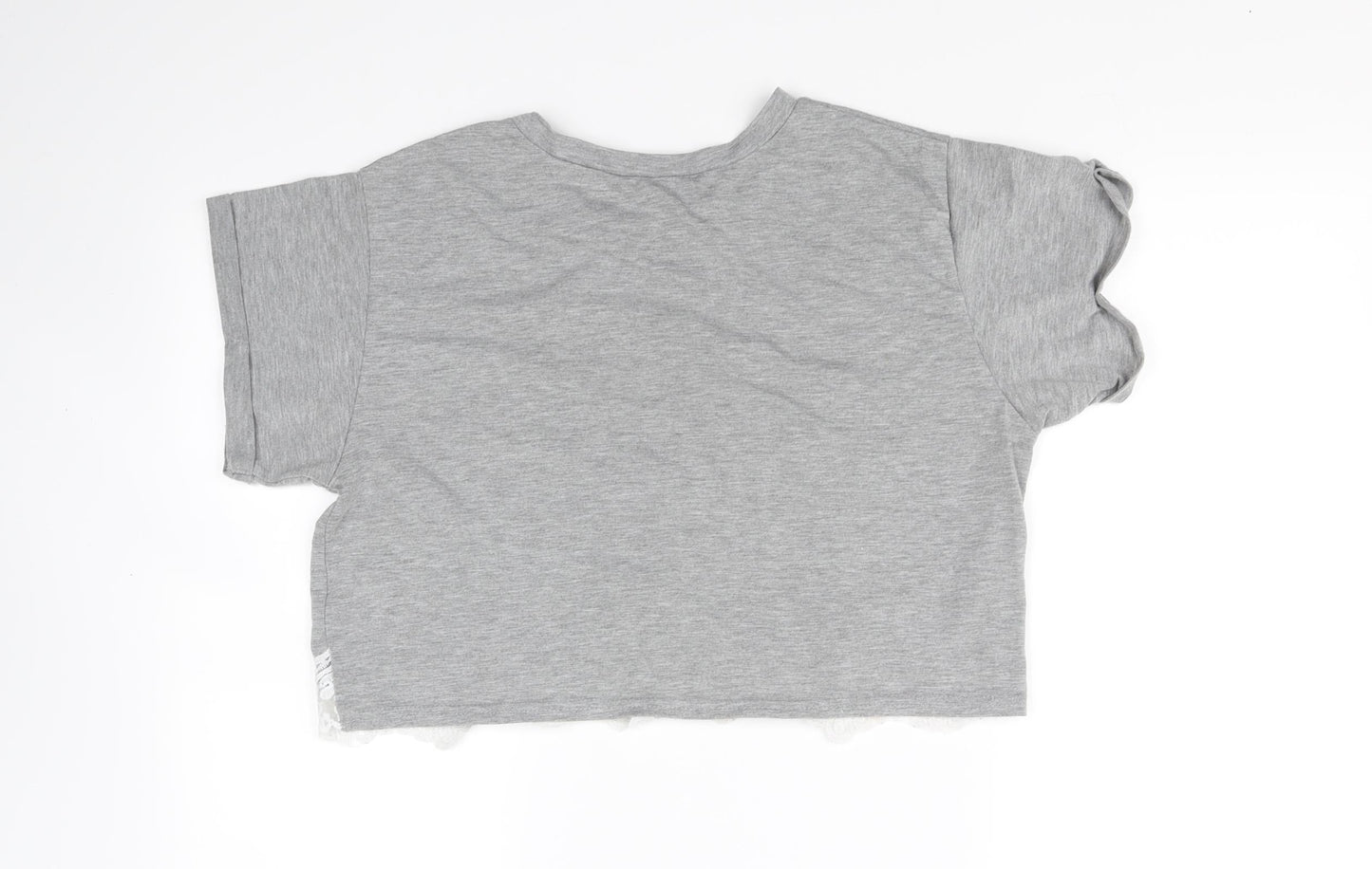 Womens UK Size 12 Preworn Grey Cropped T-Shirt