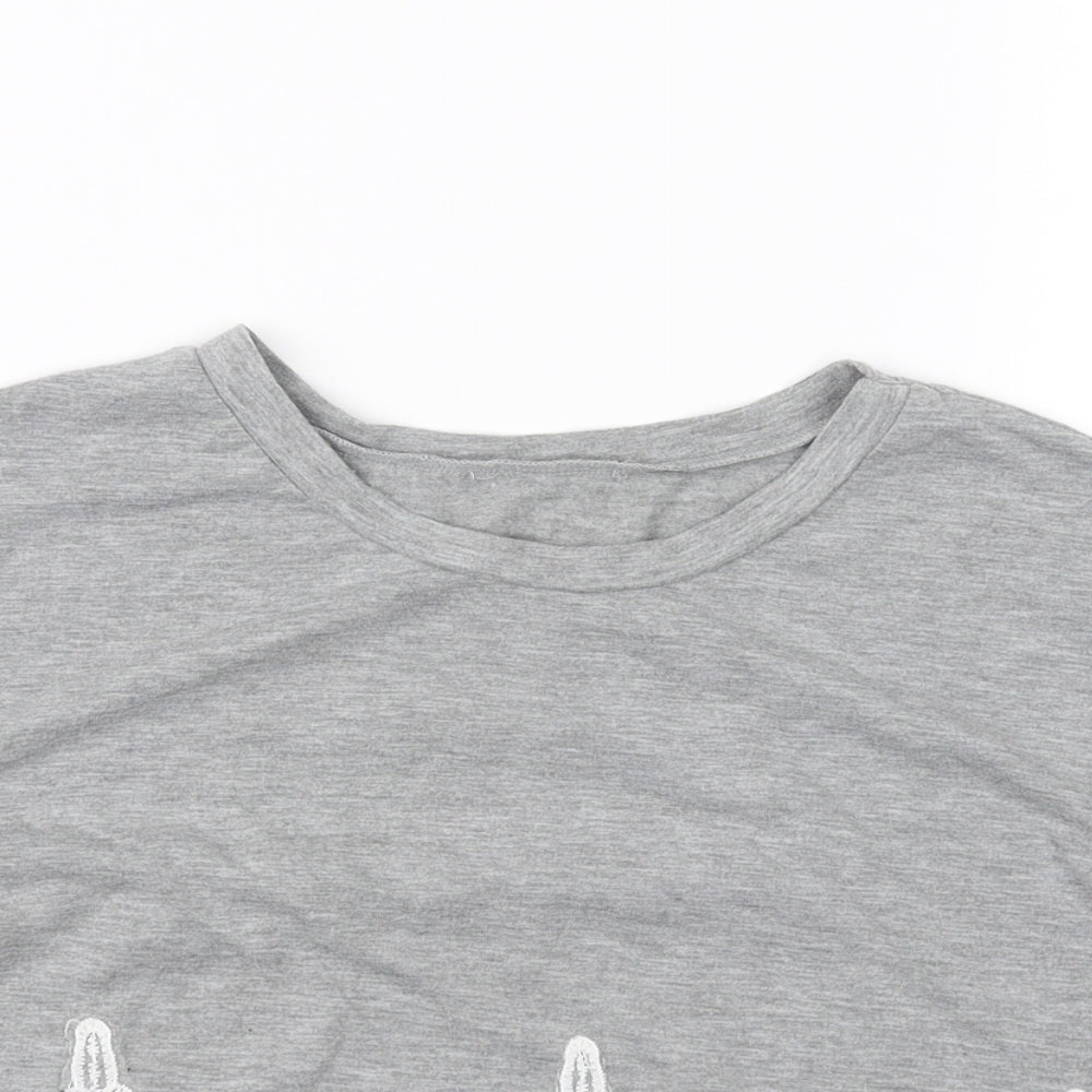 Womens UK Size 12 Preworn Grey Cropped T-Shirt