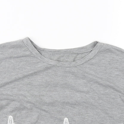 Womens UK Size 12 Preworn Grey Cropped T-Shirt