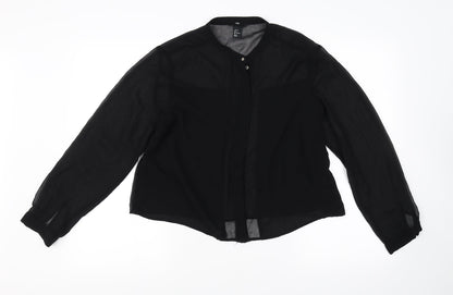 Womens UK Size 8 H&M Black Basic Button-Up