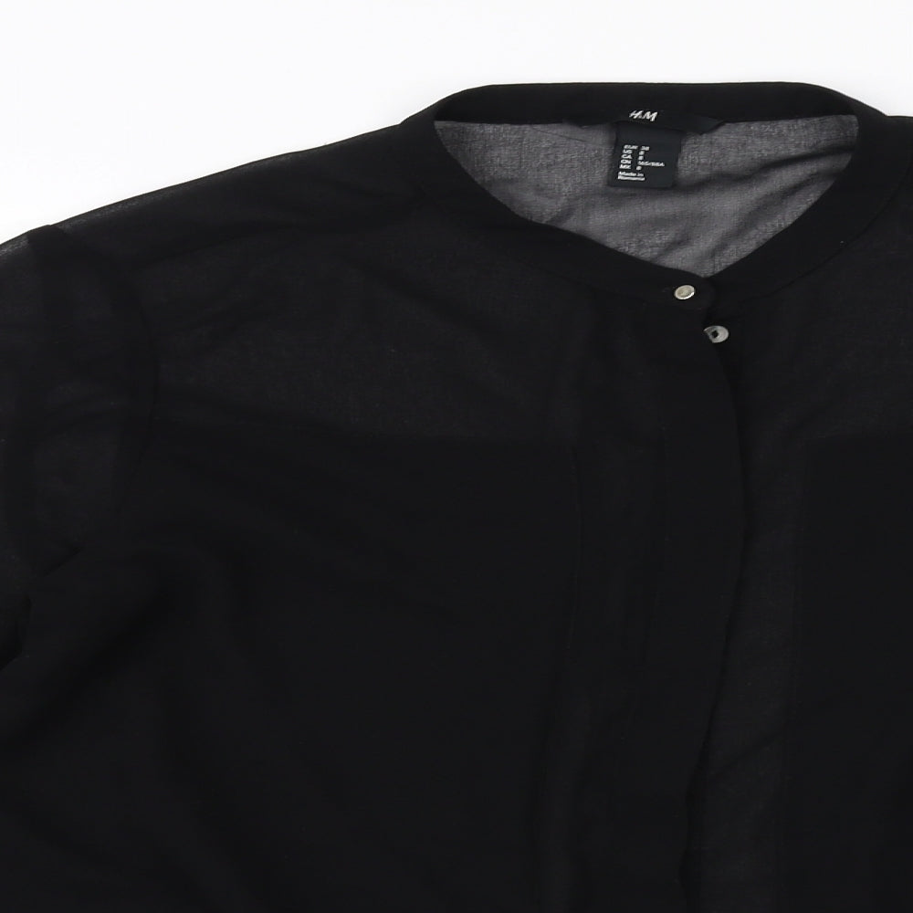 Womens UK Size 8 H&M Black Basic Button-Up