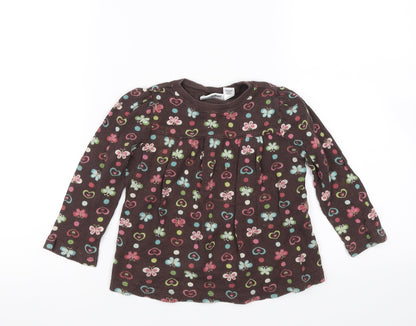 Jumping Beans Girls Brown Animal Print  Pullover T-Shirt Size 3 Years