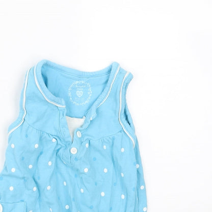 Pumpkin Patch Girls Blue Polka Dot  T-Shirt Dress  Size 12-18 Months