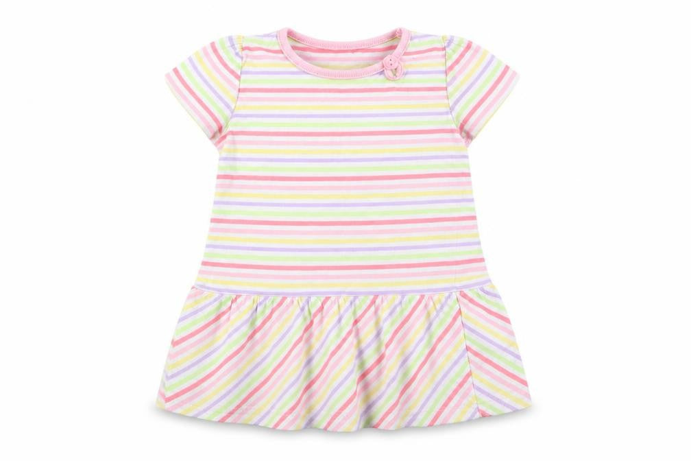 Front view of George girls’ multicoloured striped fit & flare, size 9-12, months