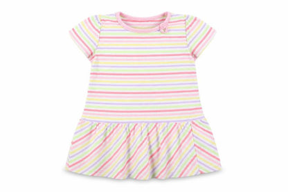 Front view of George girls’ multicoloured striped fit & flare, size 9-12, months
