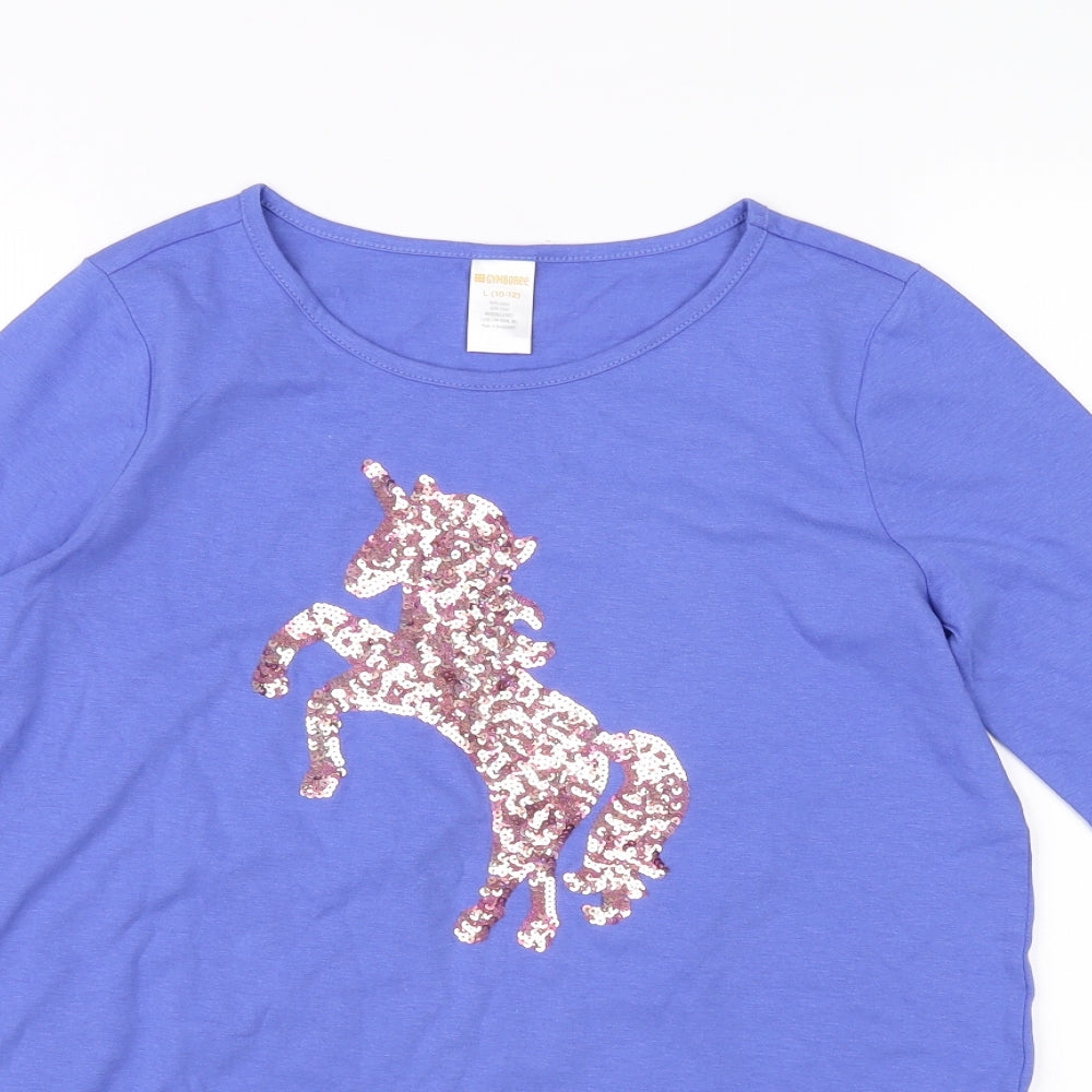 Gymboree Girls Blue   Pullover T-Shirt Size 10 Years  - Unicorn
