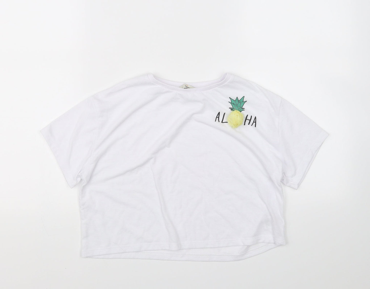 Miss Evie Girls White   Cropped T-Shirt Size 11-12 Years