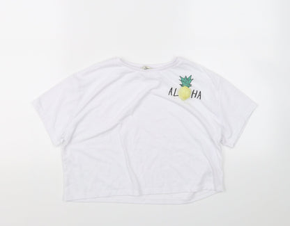 Miss Evie Girls White   Cropped T-Shirt Size 11-12 Years