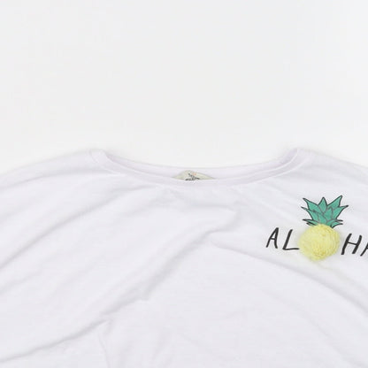 Miss Evie Girls White   Cropped T-Shirt Size 11-12 Years