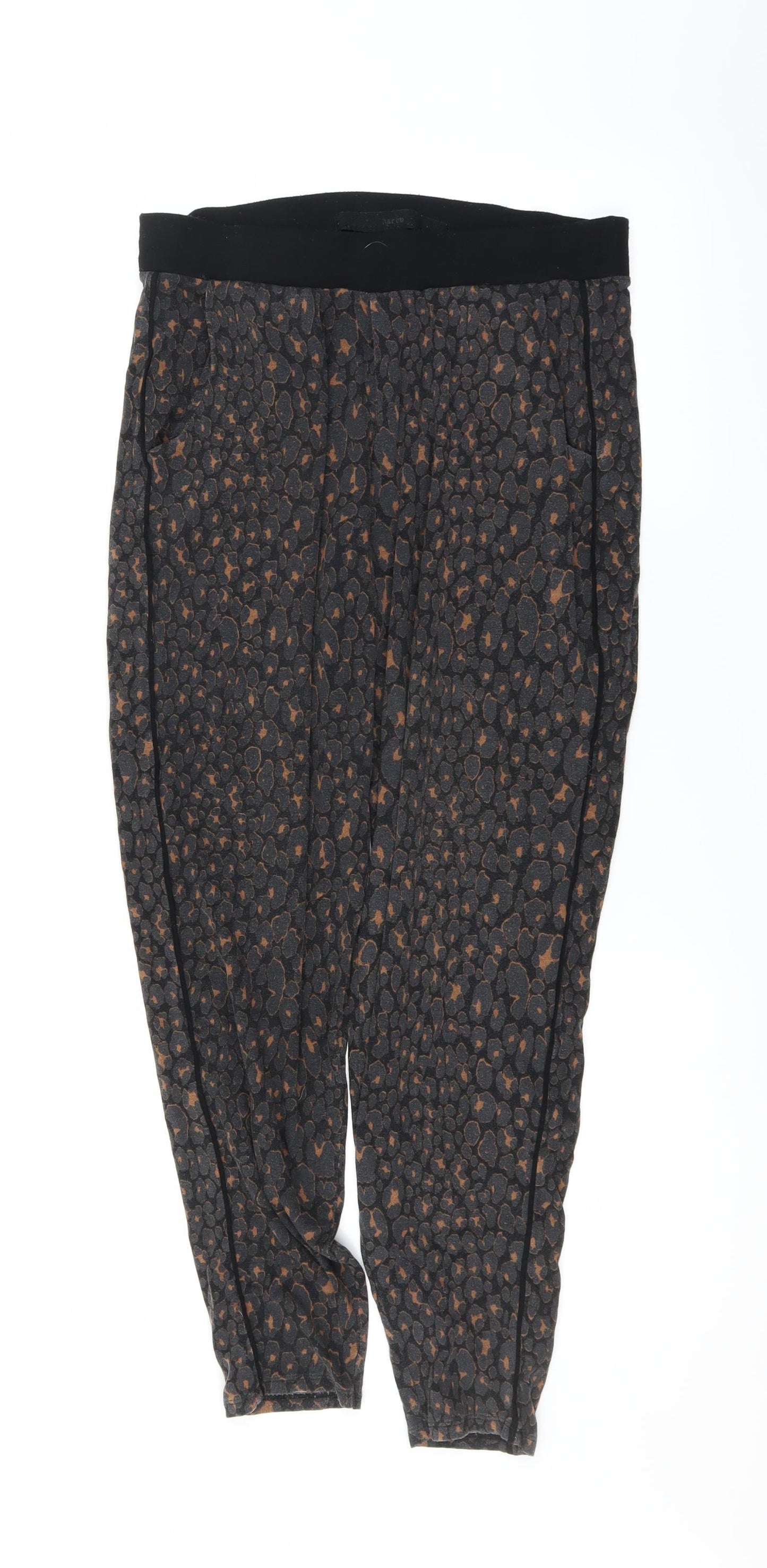 NEXT Womens Black Animal Print  Jogger Leggings Size 6 L25 in