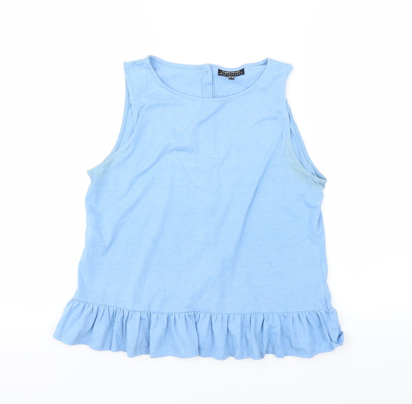 Womens UK Size 10 Warehouse Blue Basic T-Shirt