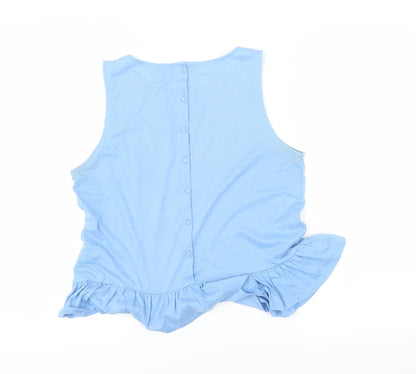 Womens UK Size 10 Warehouse Blue Basic T-Shirt
