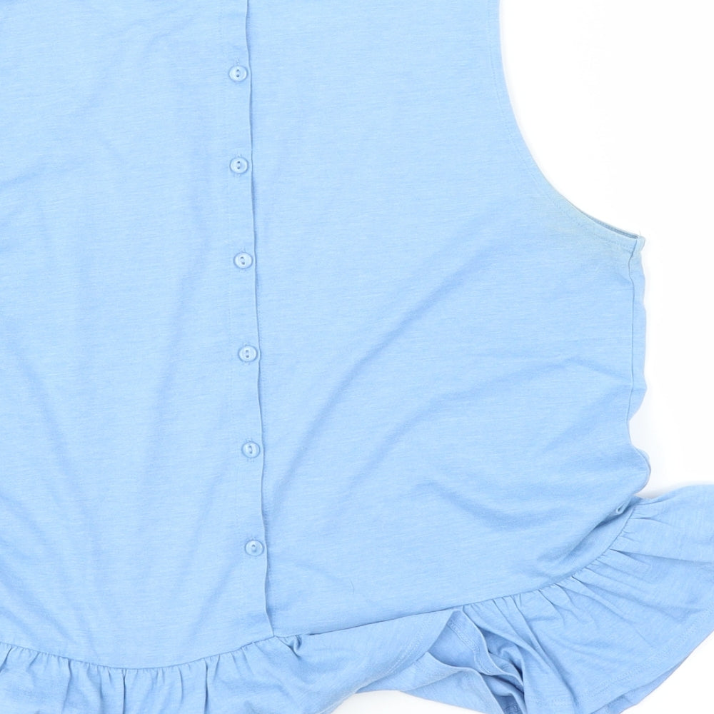 Womens UK Size 10 Warehouse Blue Basic T-Shirt