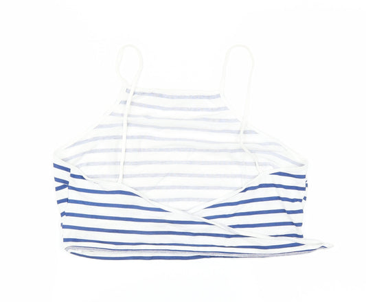 ASOS Womens White Striped  Cropped T-Shirt Size 10