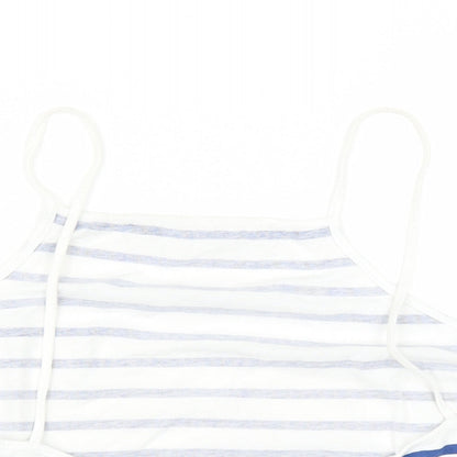 ASOS Womens White Striped  Cropped T-Shirt Size 10