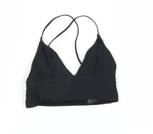 Womens UK Size 6 H&M Black Cropped T-Shirt