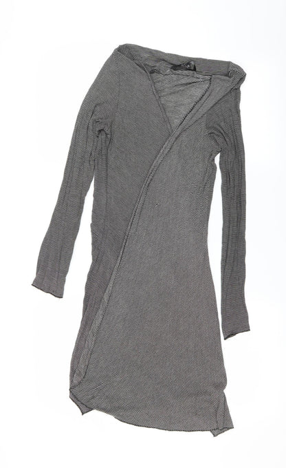 DUNNIES Womens Black Striped  Cardigan Jumper Size L