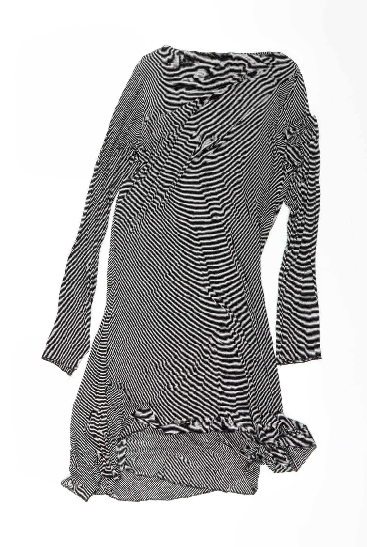 DUNNIES Womens Black Striped  Cardigan Jumper Size L
