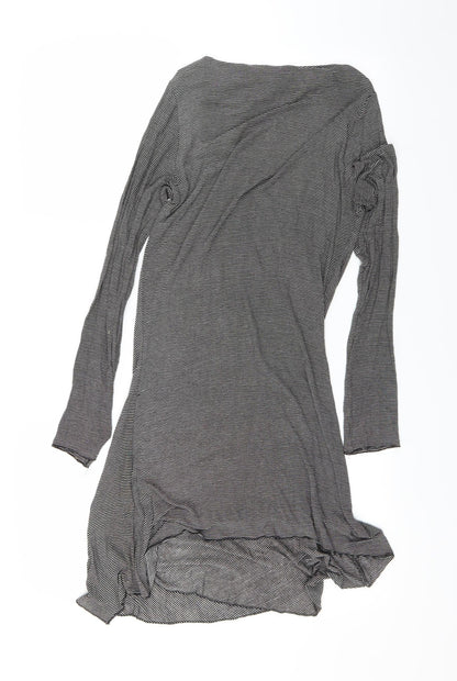 DUNNIES Womens Black Striped  Cardigan Jumper Size L