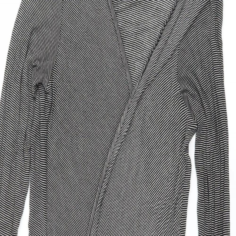 DUNNIES Womens Black Striped  Cardigan Jumper Size L