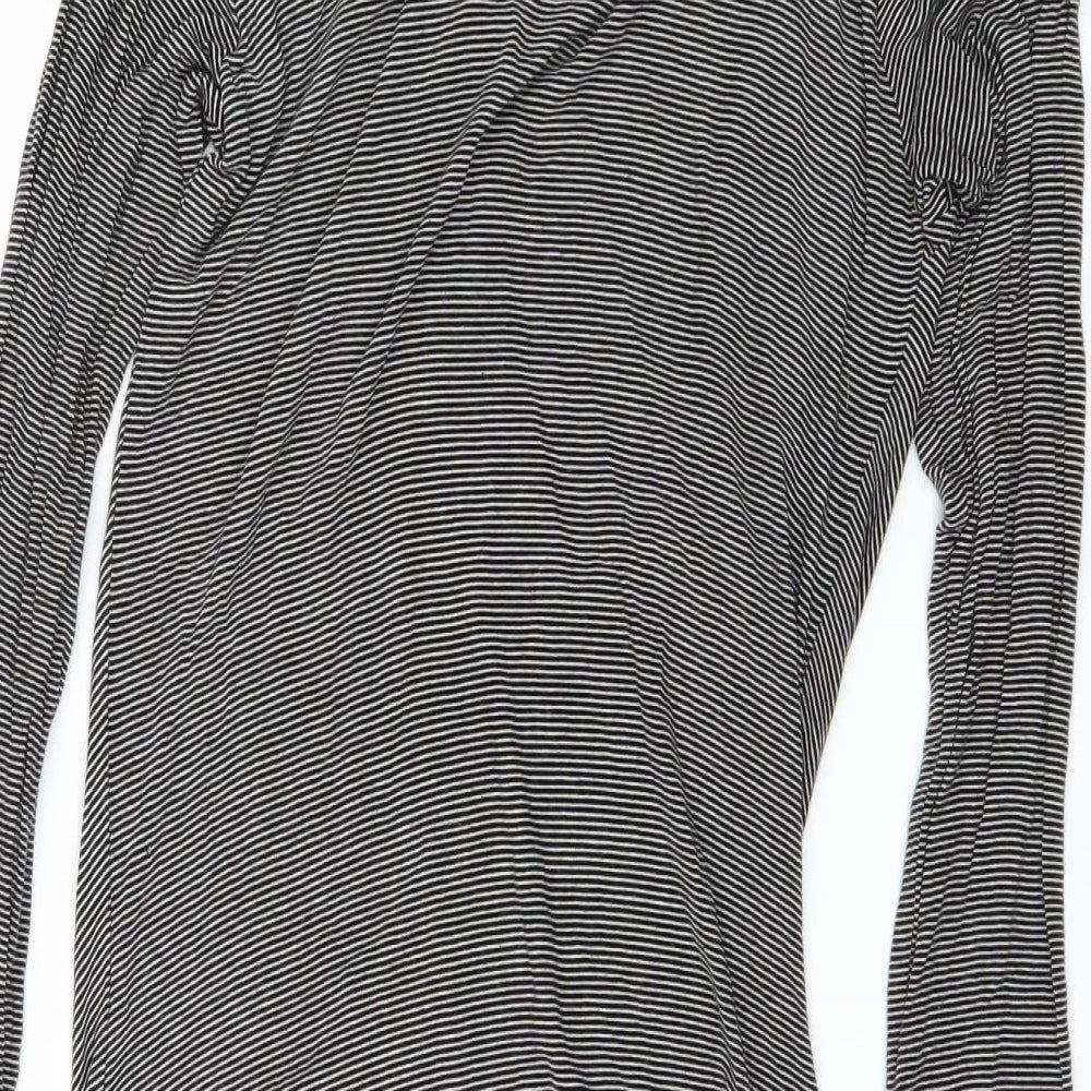 DUNNIES Womens Black Striped  Cardigan Jumper Size L
