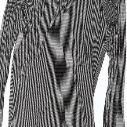 DUNNIES Womens Black Striped  Cardigan Jumper Size L