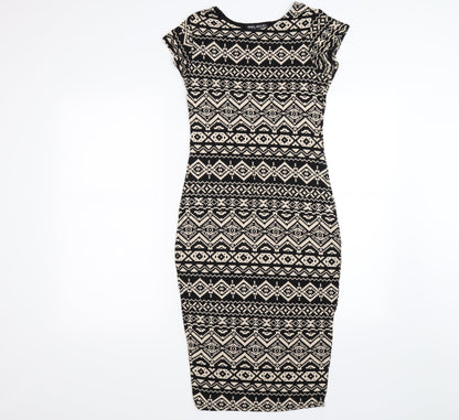 Select Womens Brown Geometric Rayon Bodycon  Size 8