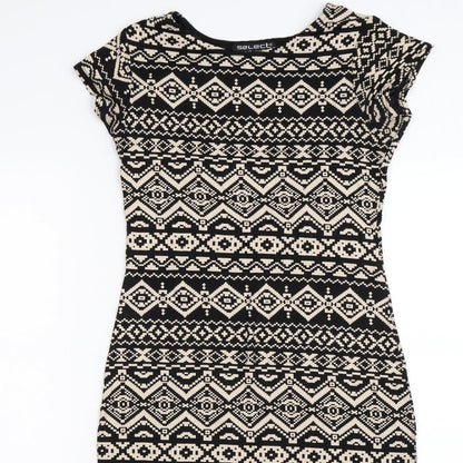 Select Womens Brown Geometric Rayon Bodycon  Size 8
