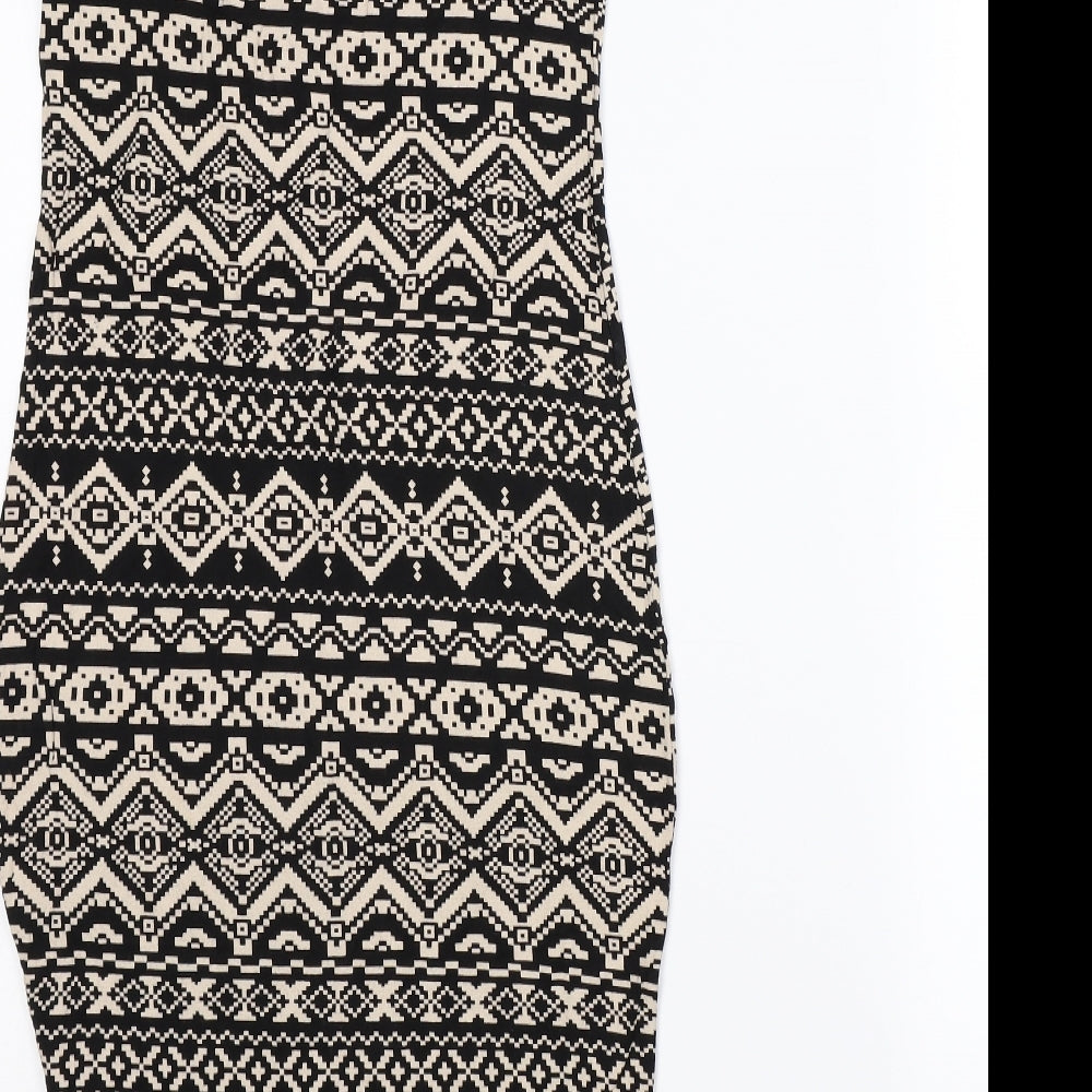 Select Womens Brown Geometric Rayon Bodycon  Size 8