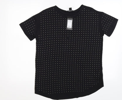 New Look Womens Black Polka Dot  Basic T-Shirt Size 6