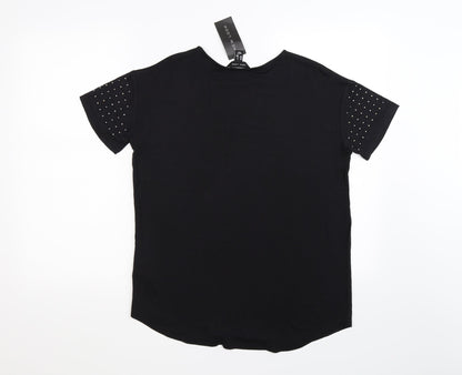 New Look Womens Black Polka Dot  Basic T-Shirt Size 6