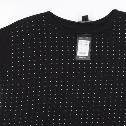 New Look Womens Black Polka Dot  Basic T-Shirt Size 6