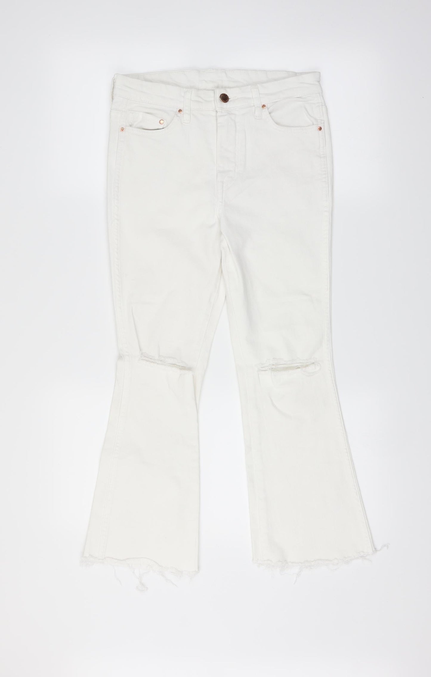 Womens UK Size 28 in H&M Regular Fit Flared White Jeans