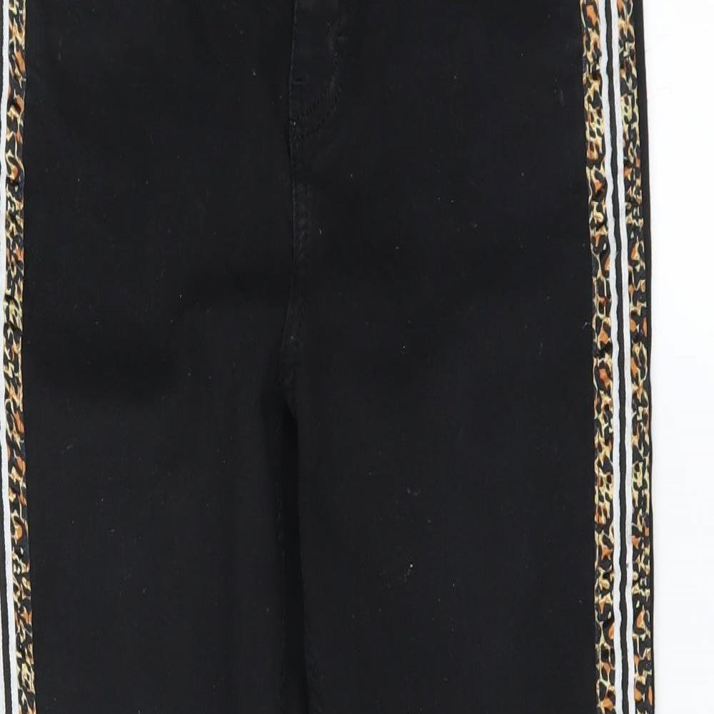 Topshop Womens Black  Denim Skinny Jeans Size 28 in L28 in - animal print trim