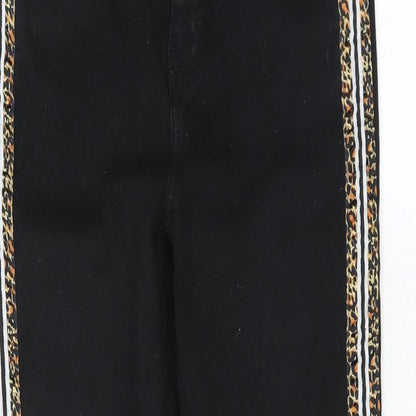 Topshop Womens Black  Denim Skinny Jeans Size 28 in L28 in - animal print trim