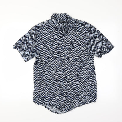 Mens UK Size M Cedar Wood State Blue  Button-Up Short Sleeve Casual Shirt