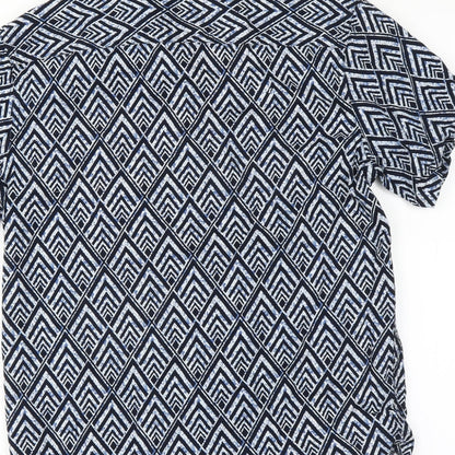 Mens UK Size M Cedar Wood State Blue  Button-Up Short Sleeve Casual Shirt