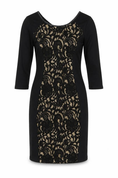 Greence Womens Black   Sheath  Size M  - lace panel